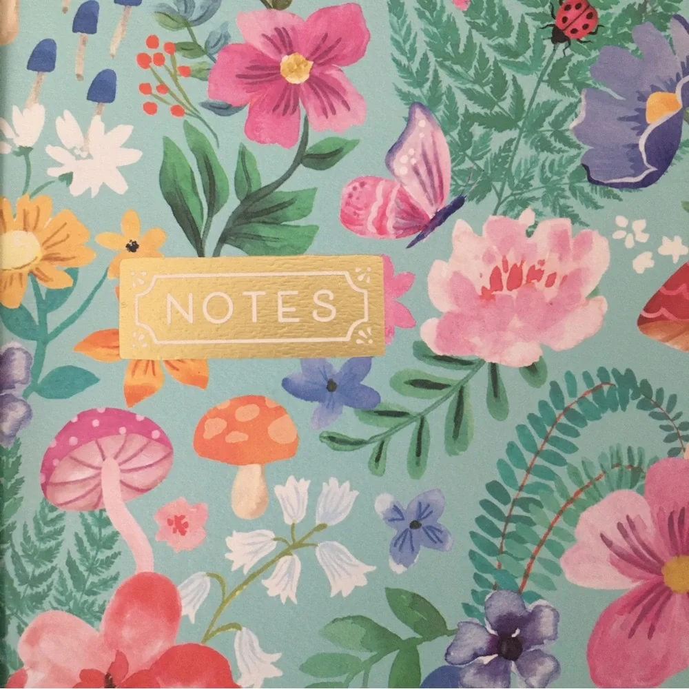 Clementine Spiral Notebook ~ Mushroom Floral Meadow Notebook